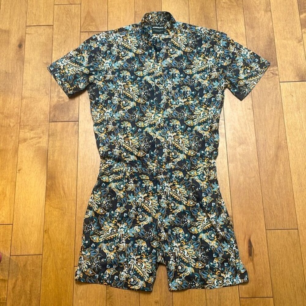 NWOT Romperjack BOHEMIAN short sleeve shorts button down lightweight jumpsuit L - Picture 4 of 11